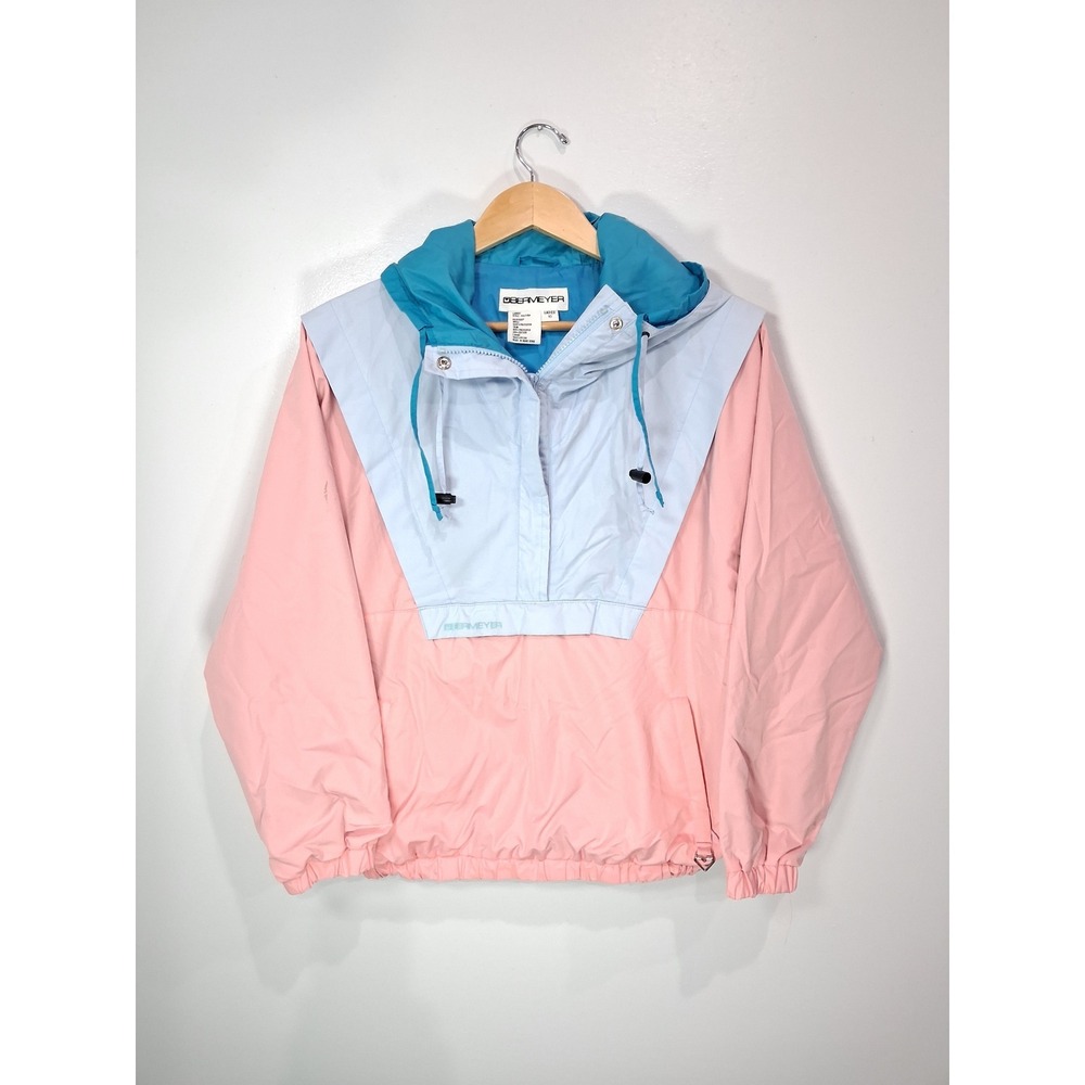 Obermeyer Kaleigh Vintage Colorblock Anorak Jacket Pink Blue Teal Womens Size 10